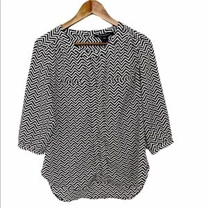French Connection Black & White Chevron Blouse